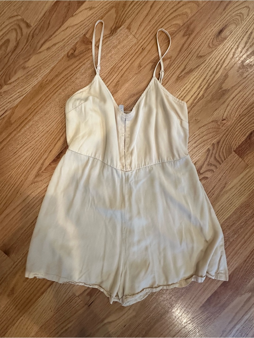 RVCA Cream Spaghetti-Strap Chemise Romper